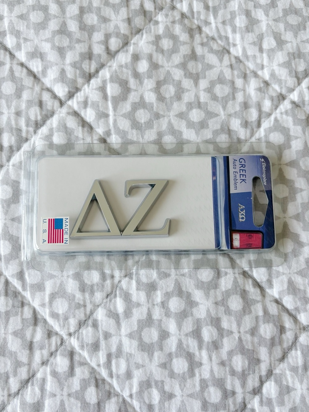 Silver Greek Letter Delta Zeta Car Emblem